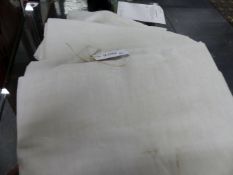 FIVE HEAVY COTTON FRENCH MARRIAGE SHEETS- 2 X 2.3M MONO.-2.3 X 2 M PLAIN, 2 X1.8M TRIPLE PIERCED