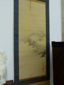 A JAPANESE HOTOTOGISHU SCROLL BY KANO EIGAKU OF A CUCKOO. 114x43cms