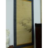 A JAPANESE HOTOTOGISHU SCROLL BY KANO EIGAKU OF A CUCKOO. 114x43cms