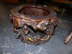 A 19TH.C.GROTTOWARE GLAZED POTTERY STAND.