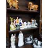 A GOOD COLLECTION OF 19TH.C.STAFFORDSHIRE FIGURES TO INCLUDE QUEEN OF ENGLAND AND UNCLE TOM AND