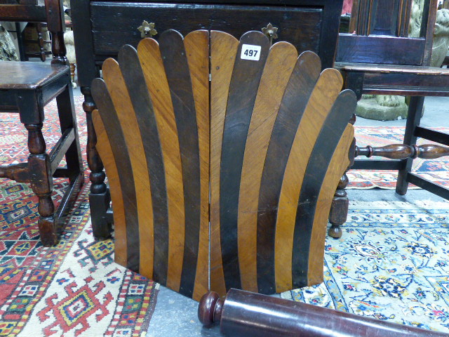 A LARGE 19TH CENTURY MAHOGANY ROLLER TOGETHER WITH A BI-FOLD SPECIMEN WOOD SCREEN - Image 3 of 33