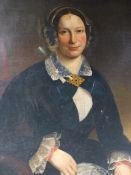 A 19TH CENTURY OIL ON CANVAS PORTRAIT OF LADY, 73 X 60CM.