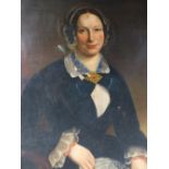 A 19TH CENTURY OIL ON CANVAS PORTRAIT OF LADY, 73 X 60CM.