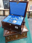 A WM.IV.ROSEWOOD MOTHER OF PEARL INLAID SEWING BOX WITH FITTED INTERIOR OF VARIOUS MOTHER OF PEARL