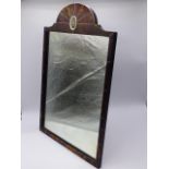 A TORTOISE SHELL AND IVORY INLAID MIRROR, INSET WITH JASPERWARE PLAQUE, EASEL BACK (APPROX HEIGHT