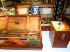 A GOOD WWI SURGEON'S SET IN BRASS BOUND MAHOGANY CASE WITH ENGRAVED PLAQUE 1917 DOWNS BROS LTD NO.