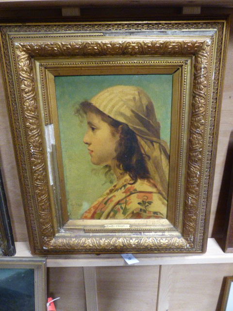 EMILE CHARLET (1851-1910) BELGIAN,PORTRAIT OF A YOUNG GIRL IN EASTERN DRESS, SIGNED AND DATED 82, - Image 2 of 20