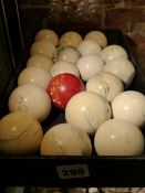 A GROUP OF TWENTY VARIOUS 19TH.C.IVORY BILLIARD BALLS.