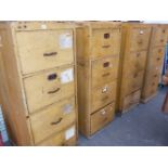 A SET OF FOUR EARLY 20TH.C.FOUR DRAWER FILING CABINETS WITH SCUMBLE PAINT DECORATION, EACH MEASURING
