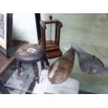 TWO 19TH CENTURY CARVED AND PAINTED WOOD BIRD DECOYS, A DUCK AND A PIGEON. TOGETHER WITHA