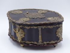 A FLUTED TORTOISE SHELL BOX COMPLETE WITH WORKING LOCKING MECHANISM AND KEY, DECORATED WITH AN