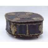 A FLUTED TORTOISE SHELL BOX COMPLETE WITH WORKING LOCKING MECHANISM AND KEY, DECORATED WITH AN