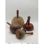 A COLLECTION OF TEN VARIOUS CARPENTER'S AND STONE MASON'S MAULS AND MALLETS.