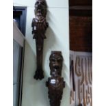 A PAIR OF CARVED OAK ARCHITECTURAL ELEMENTS. HEIGHT 68CMS.