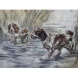 A COLOURED ETCHING OF SPANIELS BY HENRY WILKINSON, SIGNED AND NUMBERED 2/100, AND OTHER PRINTS.