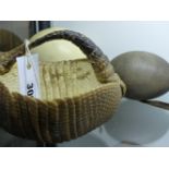 A TAXIDERMY ARMADILLO HIDE MOUNTED AS A SEWING BASKET TOGETHER WITH AN OSTRICH AND AN EMU EGG.