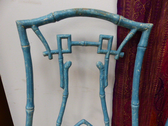 A SET OF FOUR ALUMINIUM HIGH BACK CHAIRS IN THE CHINOISERIE AESTHETIC TASTE. - Image 26 of 42