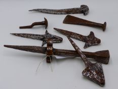 A SMALL COLLECTION OF AFRICAN IRON CURRENCY SPIKES, ETC. (7)