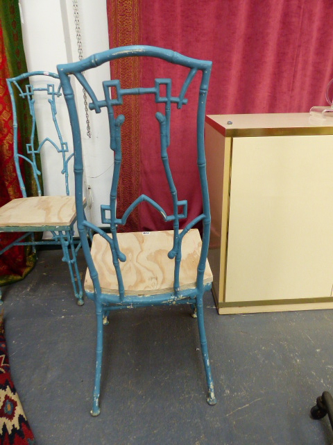 A SET OF FOUR ALUMINIUM HIGH BACK CHAIRS IN THE CHINOISERIE AESTHETIC TASTE. - Image 10 of 42