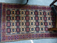 TWO ANTIQUE BELOUCH RUGS, ONE OF PRAYER DESIGN.