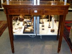 A GOOD 19TH.C.AND LATER BURR YEW WOOD AND INLAID FOLD OVER CARVED TABLE. 91CMS WIDE.