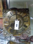 AN 18TH.C.CLOCK MOVEMENT AND 9.75" BRASS DIAL, UNSIGNED, THE MOVEMENT OF UNUSUAL BRASS PILLARED