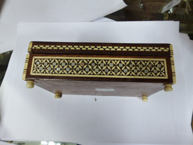 AN EARLY 20TH.C.TORTOISESHELL AND IVORY MOUNTED DOME TOP CASKET ON CARVED PAW FEET TOGETHER WITH TWO - Image 15 of 27