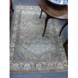 AN ORIENTAL PART SILK PRAYER RUG OF CLASSIC PERSIAN DESIGN. 190X124CMS