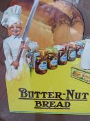 THREE AMERICAN VINTAGE ADVERTISING POSTERS FOR BUTTER NUT BREAD, COLOUR PRINTS OF SHAPED FORM,