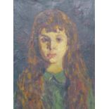 RONALD OSSORY DUNLOP (1894-1973) (ARR), PORTRAIT OF A GIRL, SIGNED, OIL ON CANVAS, 53.5 X 44CM.