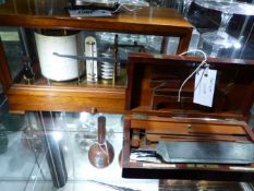 AN EARLY 20TH.C. MAHOGANY CASED BAROGRAPH TOGETHER WITH A PART SURGEON'S SET BY ARNOLD IN CAMPAIGN