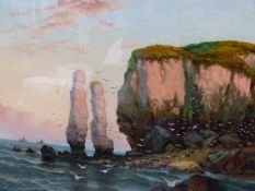 EARLY 20TH.C.ENGLISH SCHOOL, OLD HARRY ROCK, INITIALLED H.B.AND DATED 1918, OIL ON CANVAS.