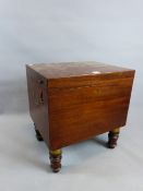 A COLONIAL BRASS FITTED MAHOGANY CAMPAIGN DOCUMENT BOX, FLUSH CARRYING HANDLES AND SHORT RING TURNED