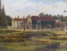 THEODORE HINES, VIEW OF PANGBOURNE AND COMPANION OF THE FRENCH HORN AT SONNING, SIGNED, OIL ON