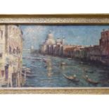 VENETIAN SCHOOL, VIEW OF THE GRAND CANAL, OIL ON BOARD, 33.5 X 61.5CM.