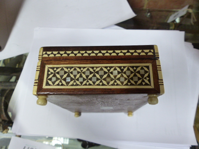 AN EARLY 20TH.C.TORTOISESHELL AND IVORY MOUNTED DOME TOP CASKET ON CARVED PAW FEET TOGETHER WITH TWO - Image 18 of 27