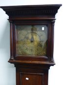 AN 18TH.C.OAK CASED LONGCASE CLOCK WITH 11.25" BRASS DIAL AND CHAPTER RING SIGNED PRESTIGE,