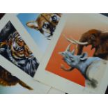 RONNIE WOOD (B.1947) (ARR), TUSK, FLORIDA PANTHER, TIGER, AND MANDRILL, THE SET OF FOUR, ALL SIGNED,