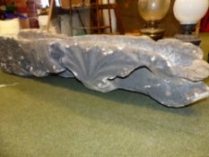 AN EARLY CARVED STONE GOTHIC STYLE DOWNSPOUT IN THE FORM OF A GARGOYLE OR DRAGON. 127CMS. LONG