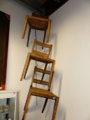 A SET OF SIX ANTIQUE SALON SIDE CHAIRS WITH CANE SEATS AND BACK PANELS.