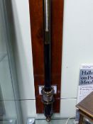 AN EARLY 20TH.C.PASTORELLI & RAPKIN LTD., LONDON, STICK BAROMETER WITH ORIGINAL MAHOGANY WALL