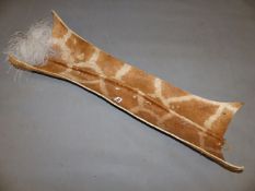 AN AFRICAN GIRAFFE HIDE SHIELD.