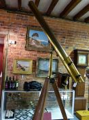 A 19TH.C.ASTRONOMICAL TELESCOPE BY CLARKSON, HIGH HOLBORN COMPLETE WITH CARRYING CASE, FLOOR AND
