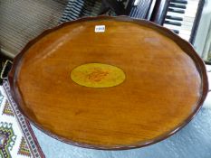 A 19TH.C.SATINWOOD AND INLAID DRINKS TRAY.