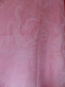 A FINE LINEN TABLECLOTH PIQUETED WITH VARIOUS CYPHERS OF ROYAL FAMILY, LATER DYED.