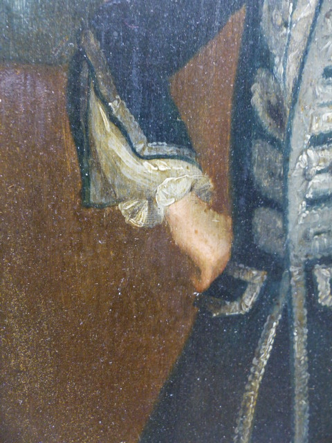 FOLLOWER OF ENOCH SEEMAN (1694-1744), THREE QUARTER LENGTH PORTRAIT OF COMMODORE ANSON IN BLUE - Image 5 of 16