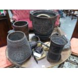 A GROUP OF JAPANNESE IKEBANA AND OTHER ORIENTAL WOVEN BASKETS AND UTENSILS. ( QTY)