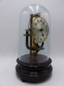 A RARE BOULLE TYPE 800 DAY CLOCK. ELECTRIC PULSE MOVEMENT FROM BATTERY MOUNTED UNDER GLASS DOME