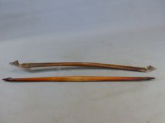 TWO ANTIQUE EAST EUROPEAN BOW FORM SHOULDER YOKES.